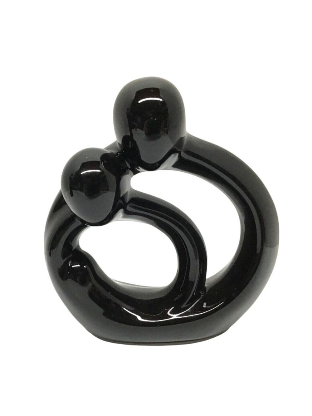 Avery Vintage 1999 Black Ceramic Father Mother Baby Art Sculpture
